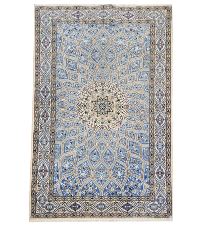 Handmade Blue Gonbad Persian Nain Area Rug 321231